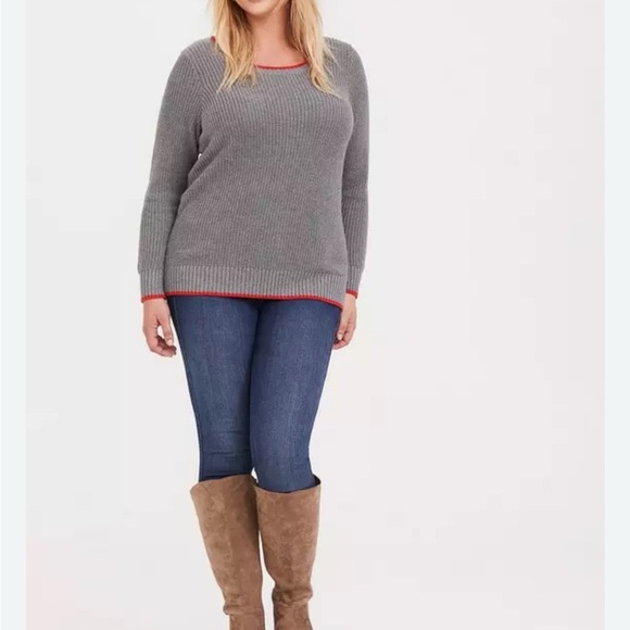 Torrid Gray & Blood Orange Sweater - Size 3 - Picture 1 of 6